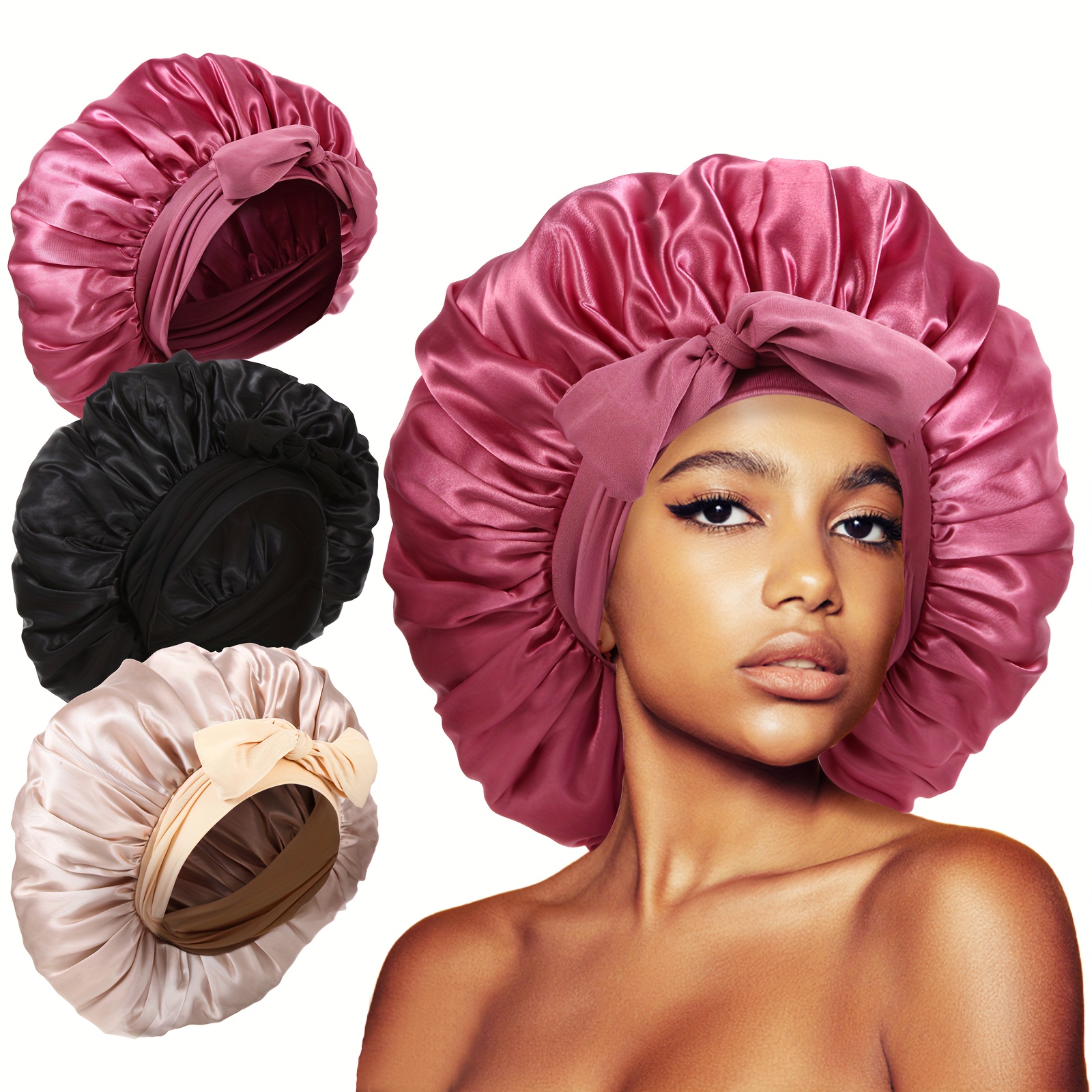 Long Satin Bonnet Silk Bonnet Hair Bonnet For Sleeping With - Temu