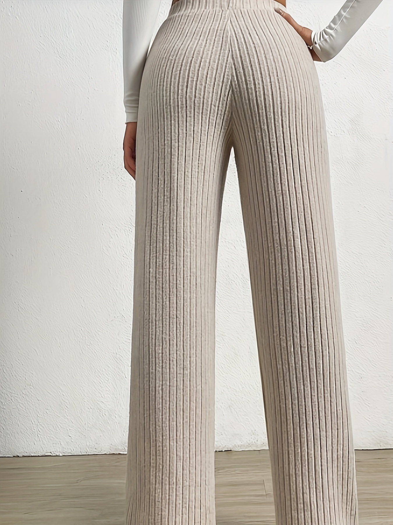 Wide Knitted Pants Beige  Pants, Knit pants, Knitted