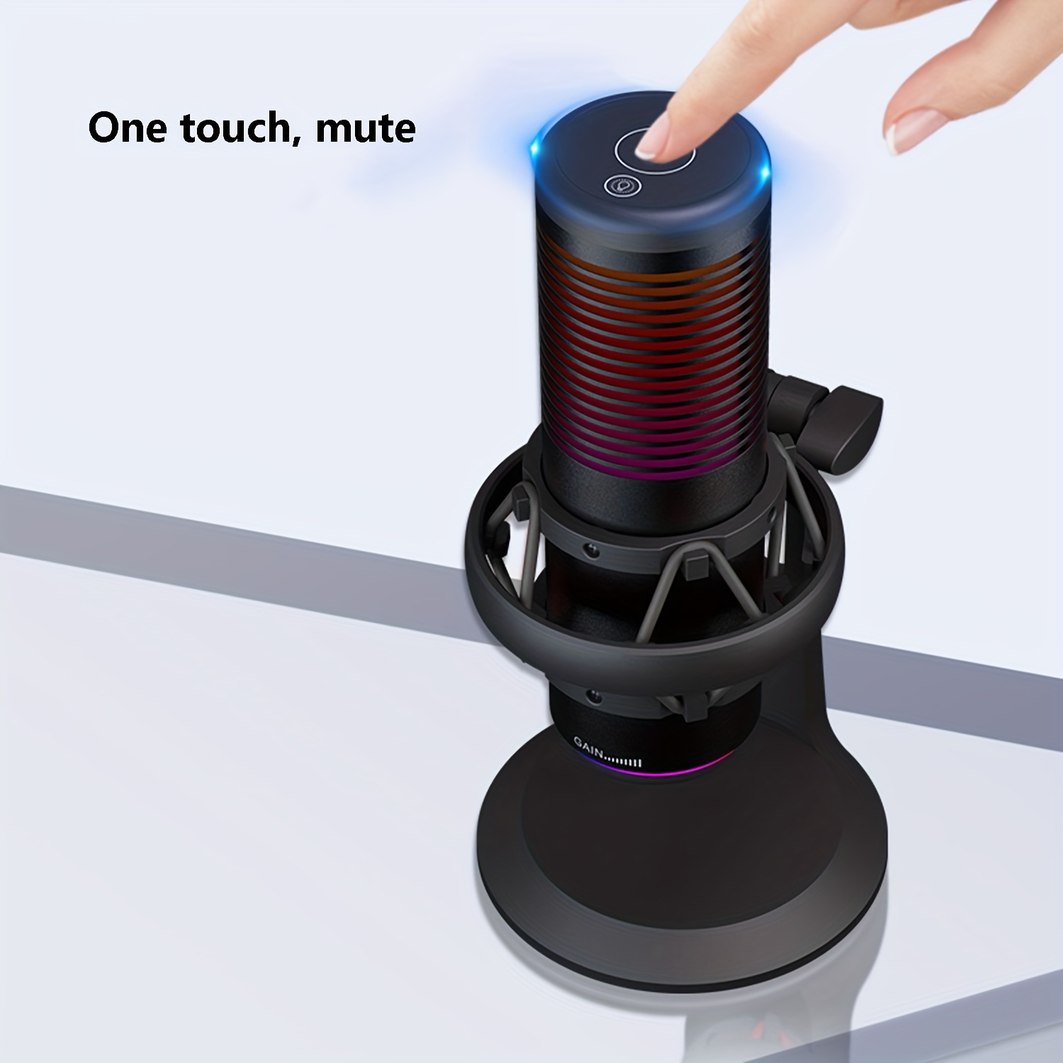 usb condenser gaming microphone pc microphone mute button gain control for streaming twitch live chat rgb pc microphone for pc ps4 ps5 mac gamer details 1