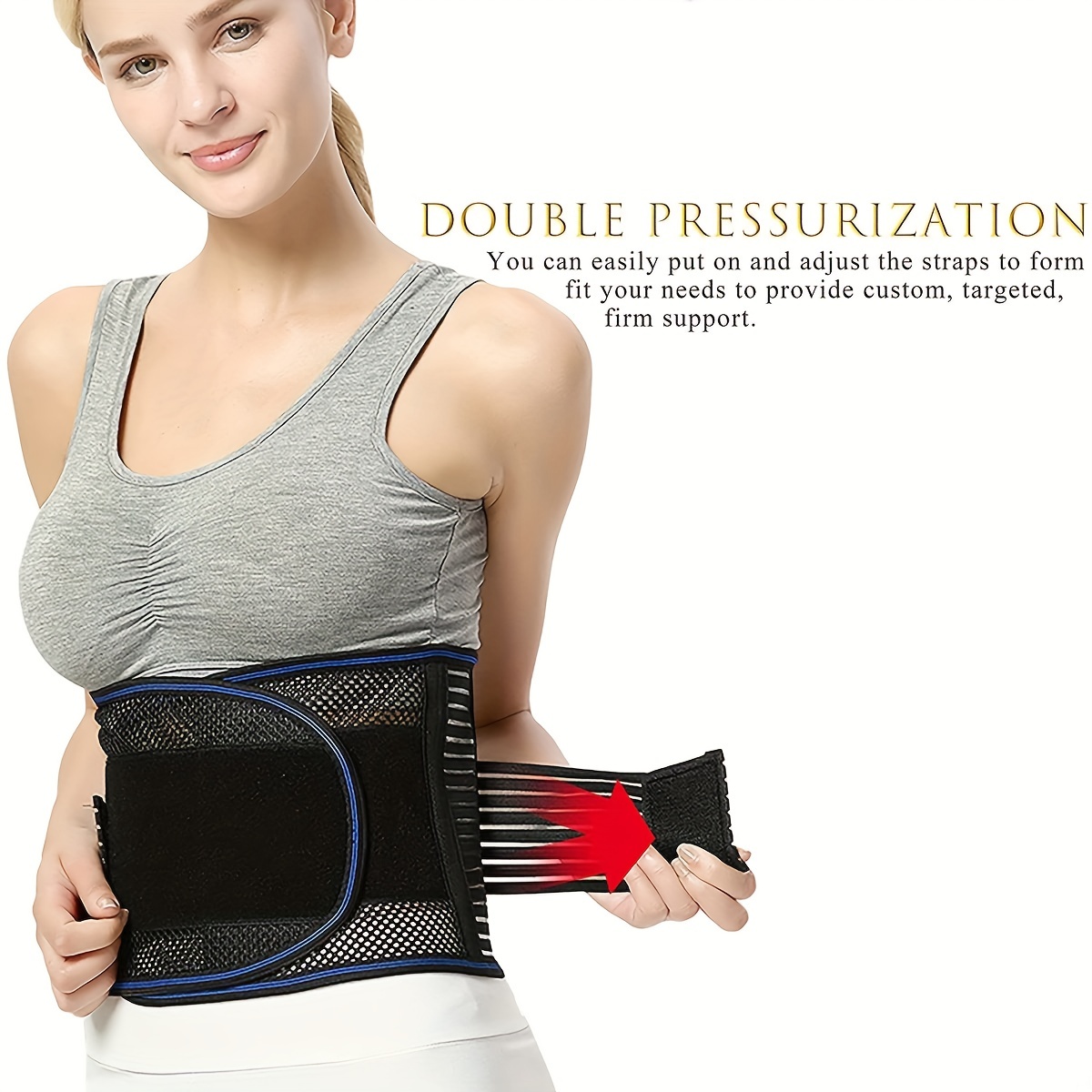 Lower Back Brace Lumbar Support Belt With Adjustable Straps For