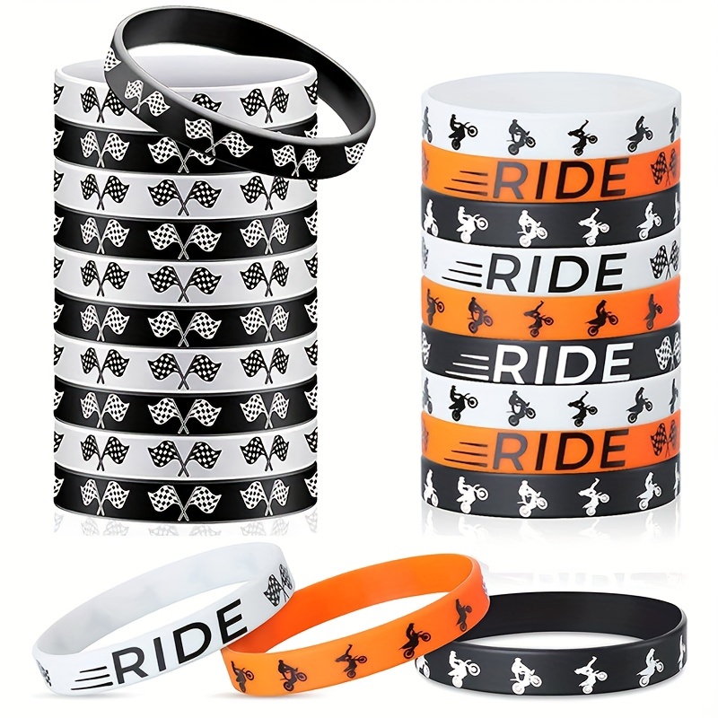 

12 Pcs Silicone Bracelet With Motorcycle Graphic, Personality Stretch Motorcycle Riding Sports Wristband For Motorcycle Club Gifts