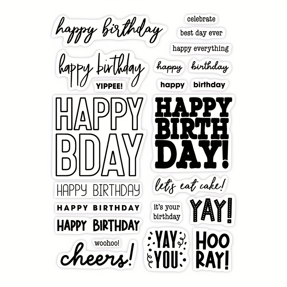 NXWYBN9 Kwan Crafts Happy Birthday Sew Thanks Miss You Clear Stamps for  Card Making Decoration and DIY Scrapbooking