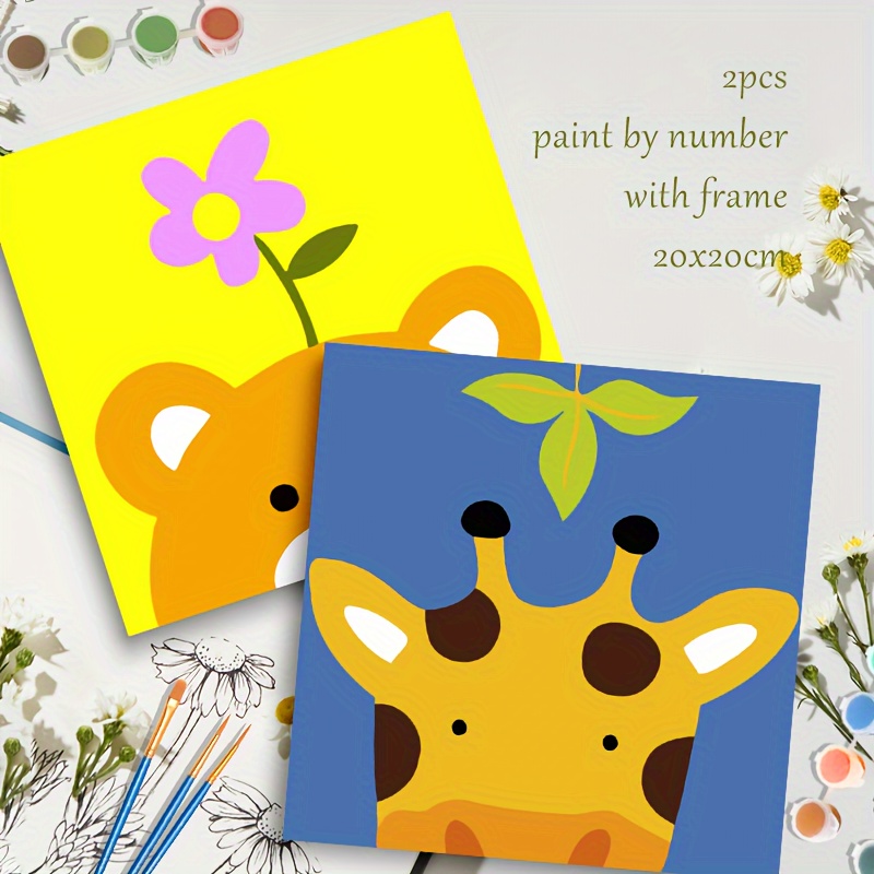 2pcs Diy Pintar Números Kits Principiantes Dibujos Animados - Temu