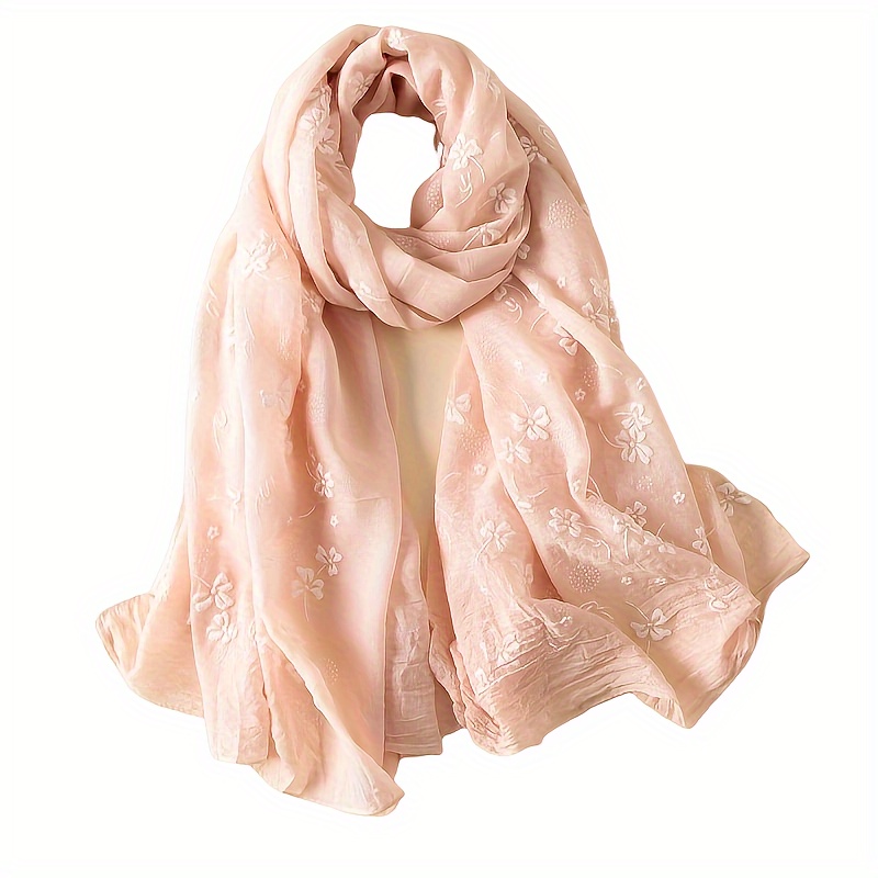 Thin Printed Pastoral Scarf Embroider Fashion Long Scarf Casual Sunscreen Shawl Outdoor Travel Shawl For Autumn