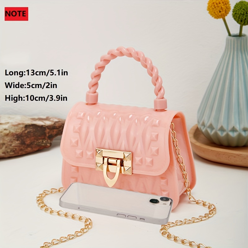 Mini Jelly Studded Handbags, Candy Color Chain Crossbody Bag, Cute Pvc Flap  Purse For Women (5.1*2*3.9)inch - Temu