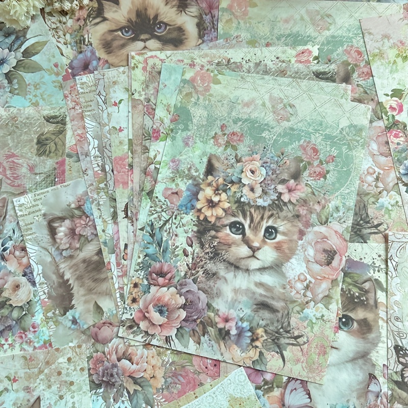 Lovely Cats Scrapbook Paper Vintage Non sticky Decorative - Temu