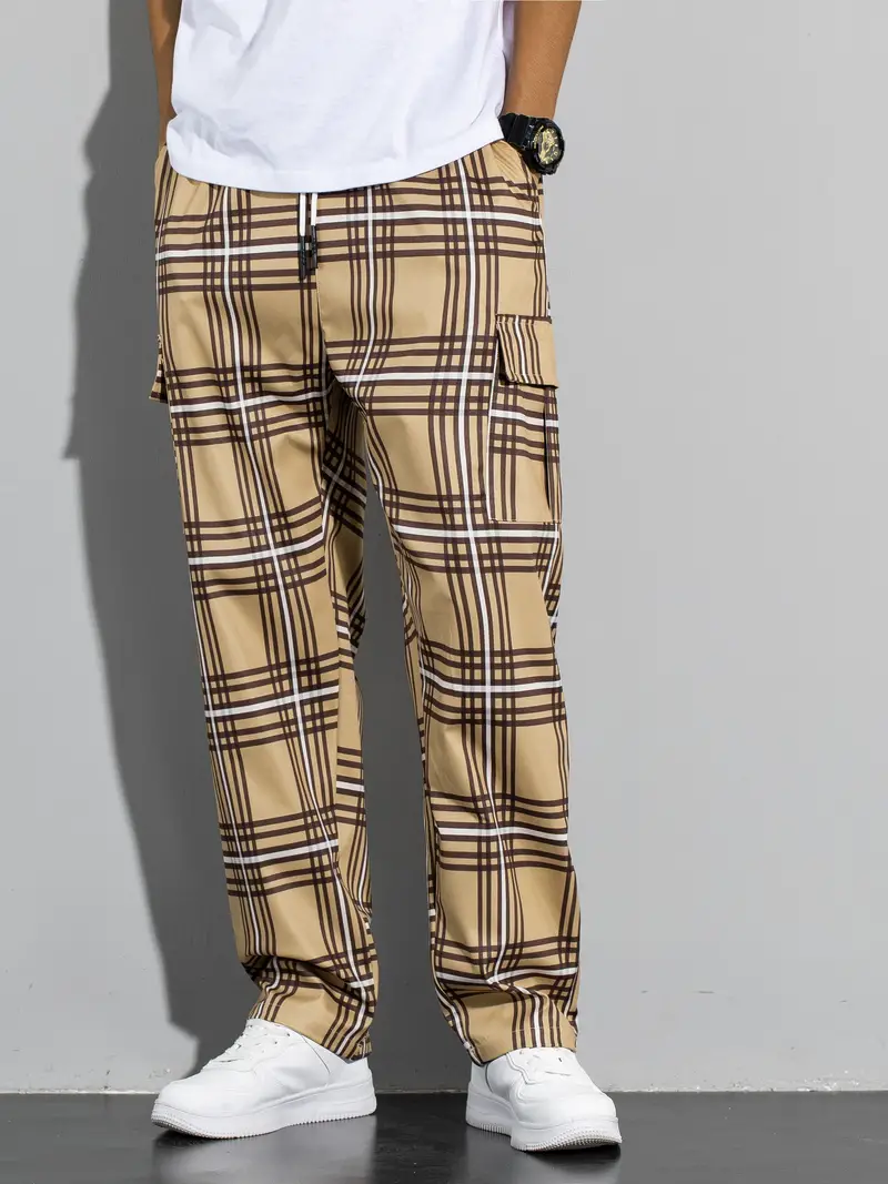 Plus Size Men's Spring Summer Plaid Pants Casual Fashion - Temu