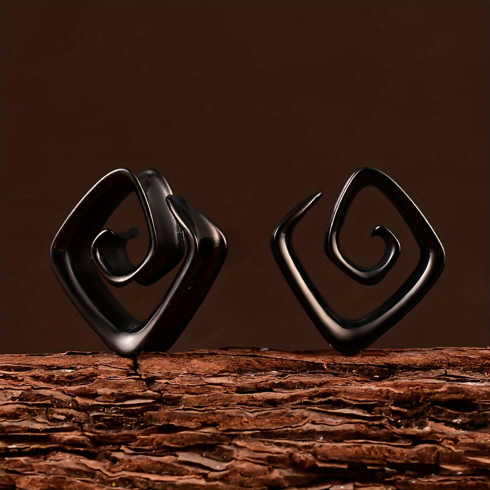 2 Cast Stainless Steel Spiral -shaped Ear Expanders, Easy And Elegant, Vacuum Electroplated Body Piercing Jewelry Earrings
