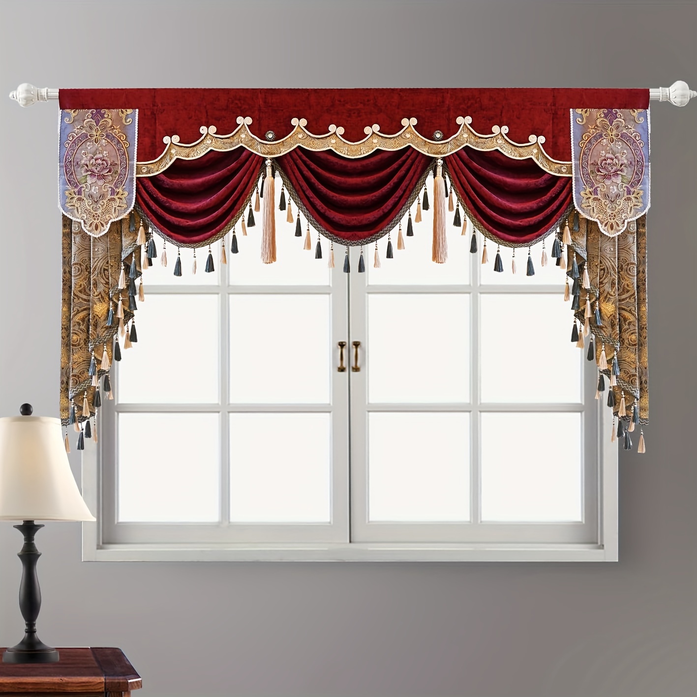 1pc Tendine Cucina Poinsettia Valances Rosse E Verdi - Temu Italy