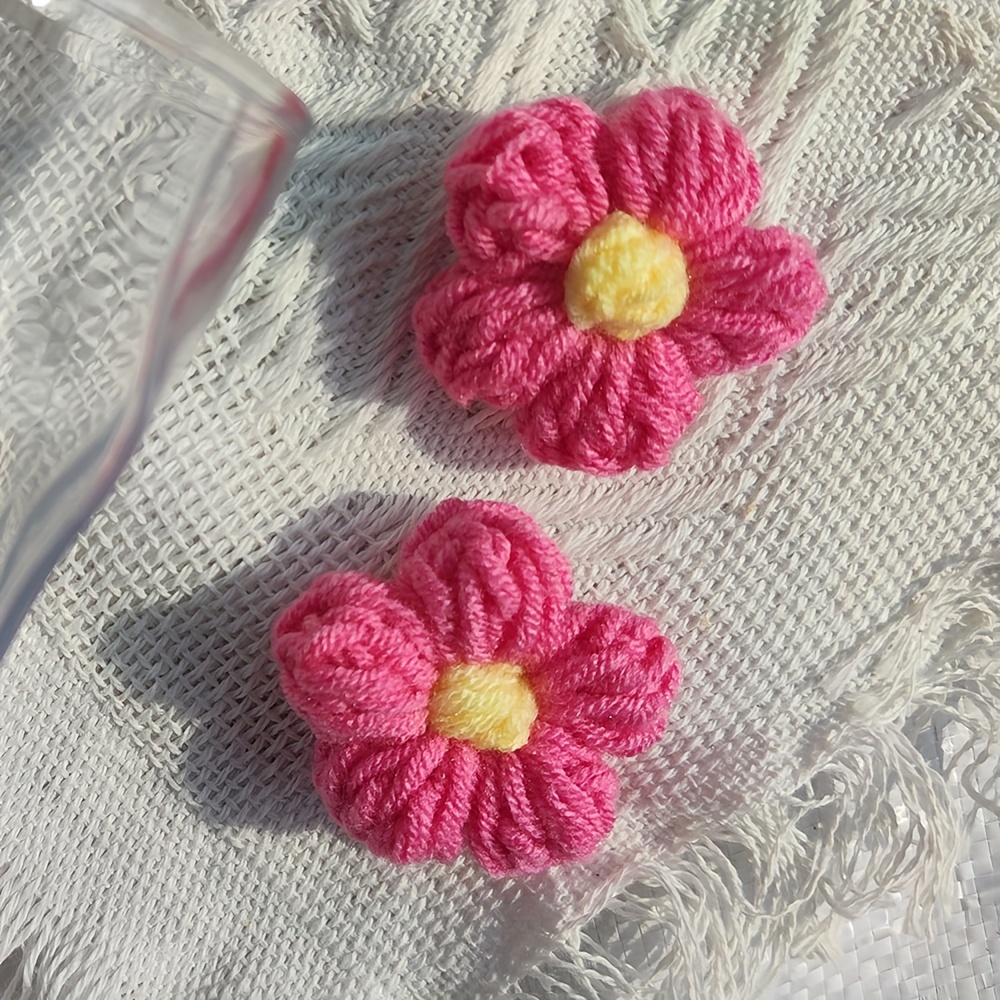 Colorful Wool Flower Braided Flower Crochet Clothing Patches - Temu