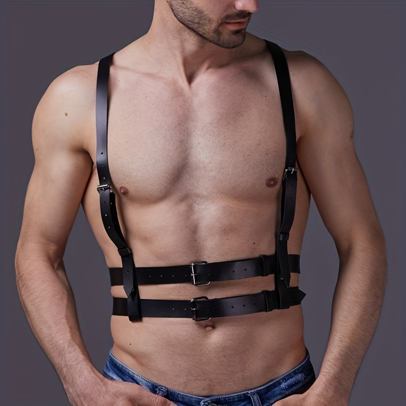 Gay Body Bondage Strap Men Leather Harness Garter Belts BDSM Suspenders  Clubwear
