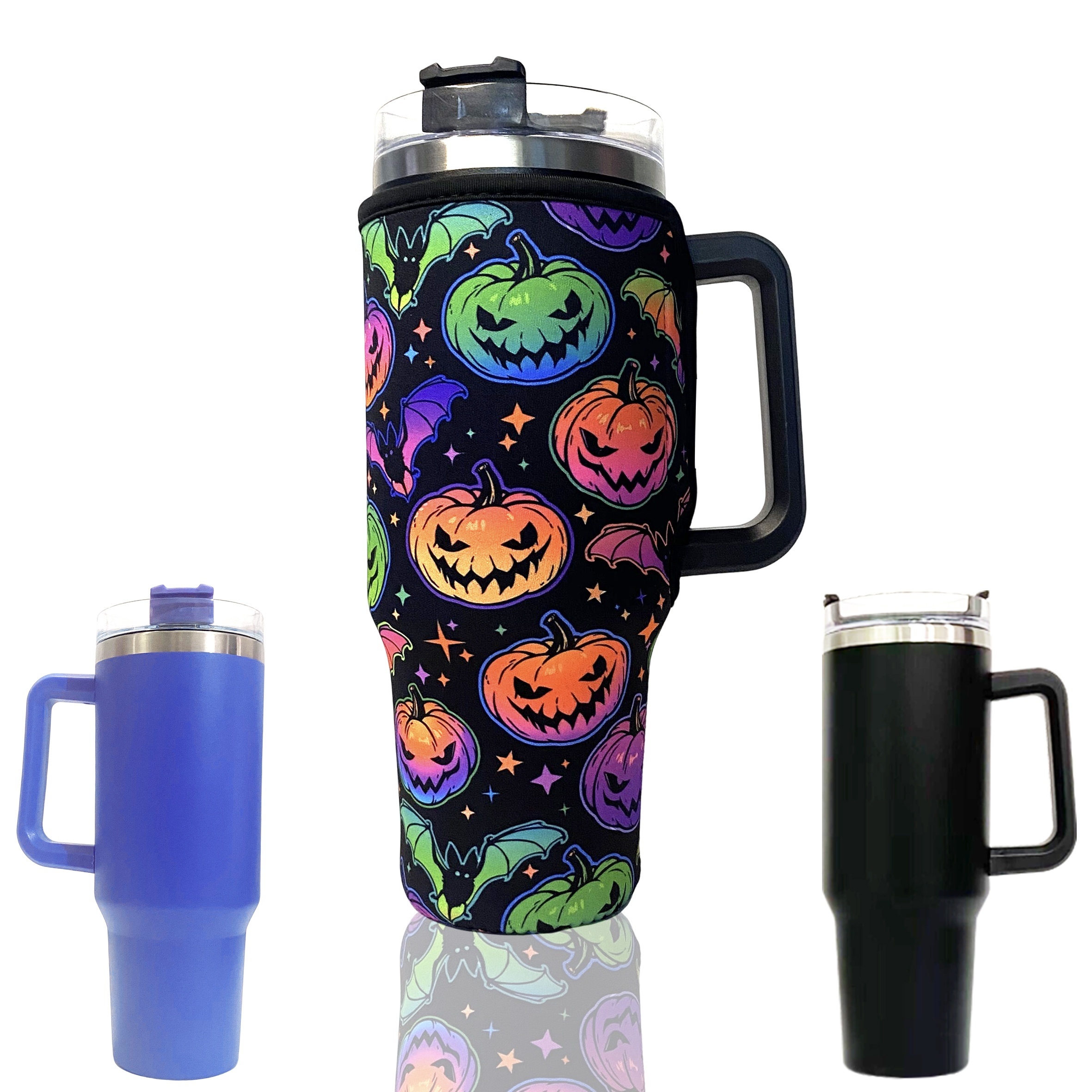 Halloween Theme Tumbler Cup With Handle And Straw Lid Double - Temu