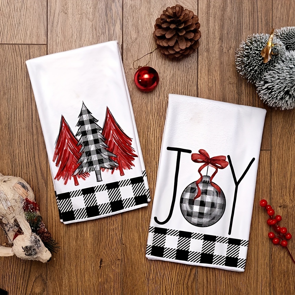 Christmas Hand Towels Plaid Snowflake Snowman Printed Towel - Temu