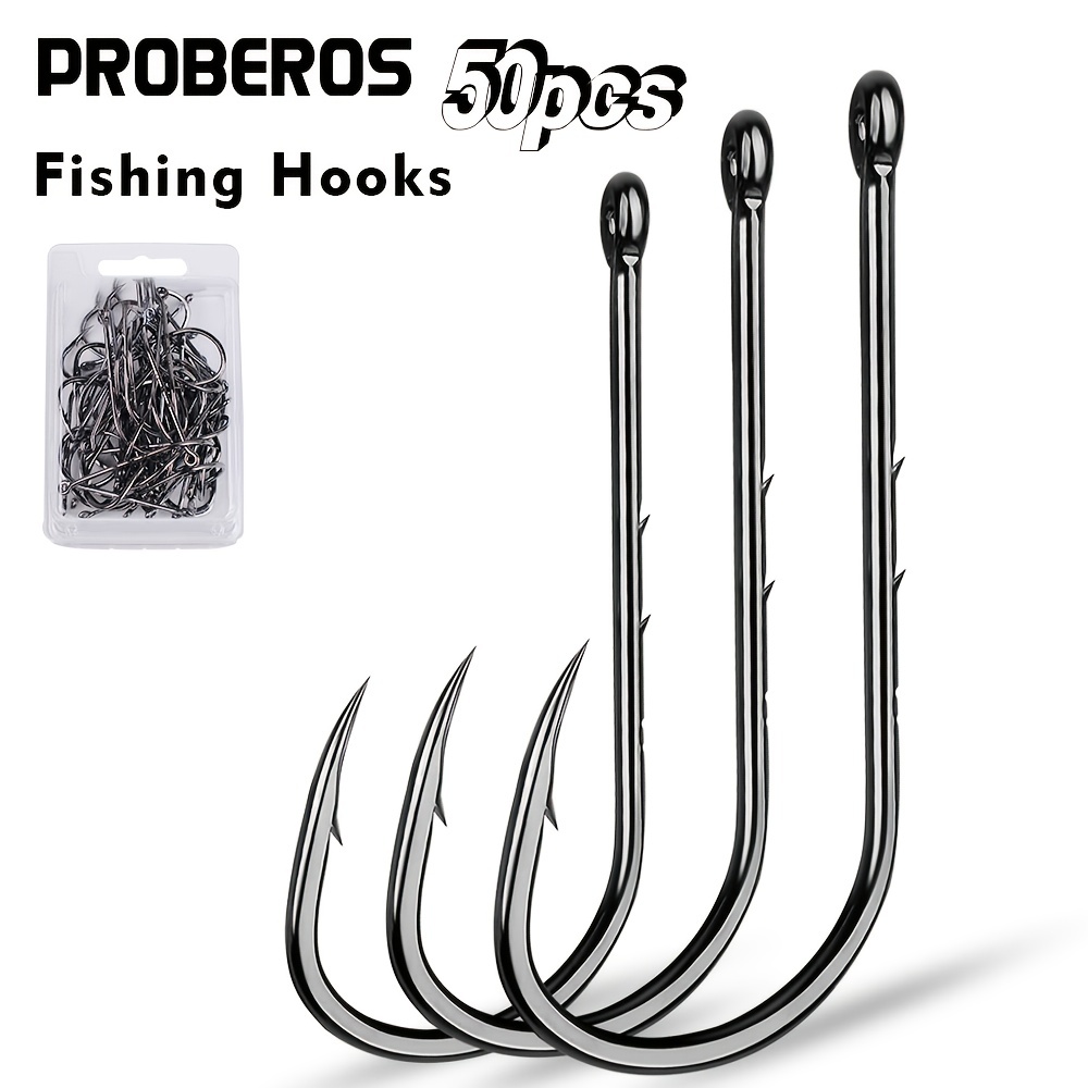 Circle Hooks Long Shank Hooks for Fishing 50pcs/Bag 1#-6/0# High