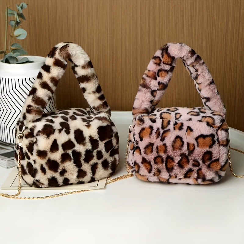 Leopard Print Bag Satchel with Chain Strap