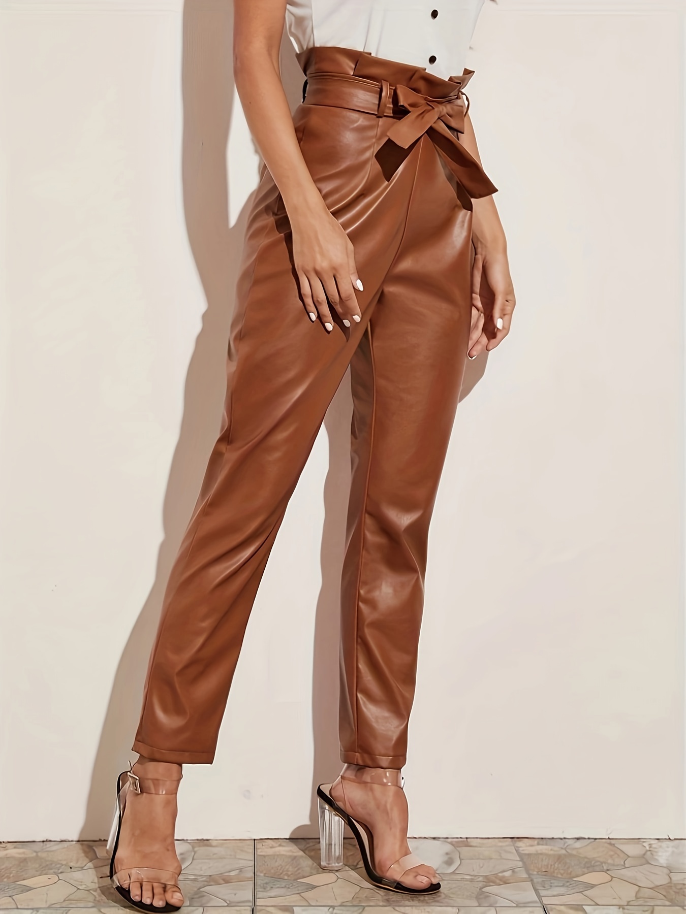 Faux Leather High Waist Pants