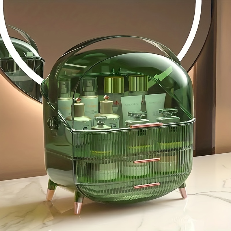 Organizador de maquillaje Caja de almacenamiento de cosméticos a prueba de  agua para tocador de escritorio con tapas transparentes 2 cajones Verde  claro Macarena Almacenamiento de escritorio