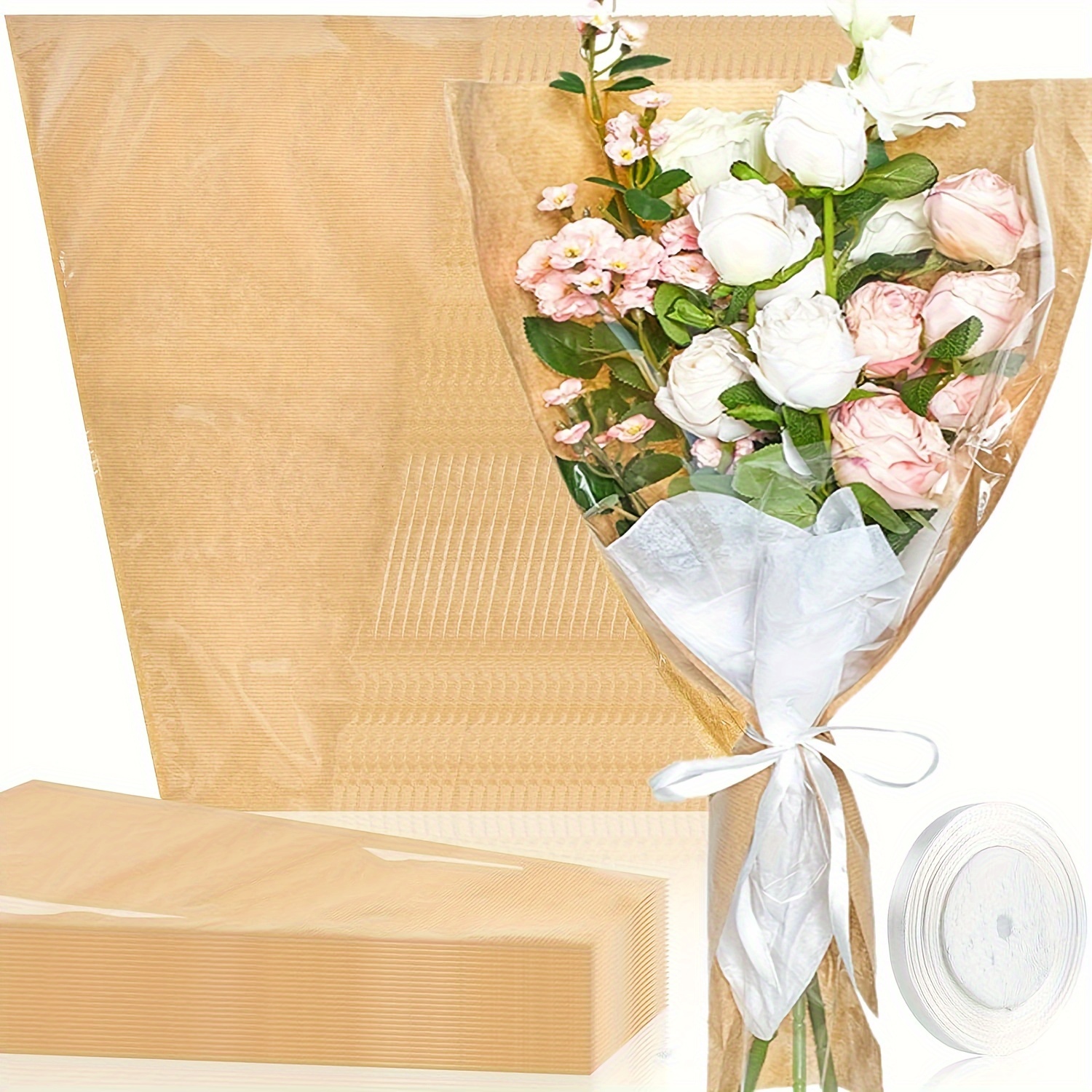 Flower Sleeves For Bouquets Kraft Paper Floral Wrapping - Temu