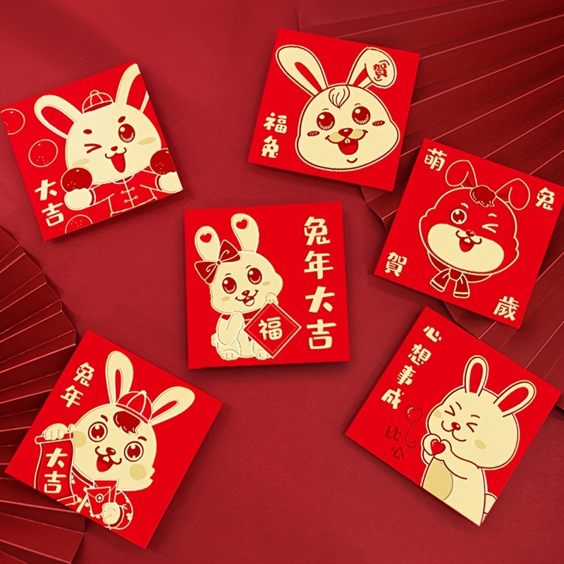 2023 Handmade Red Envelope Set of 5 / Lunar New Year / Chinese New Year /  Year of the Rabbit / cash envelope