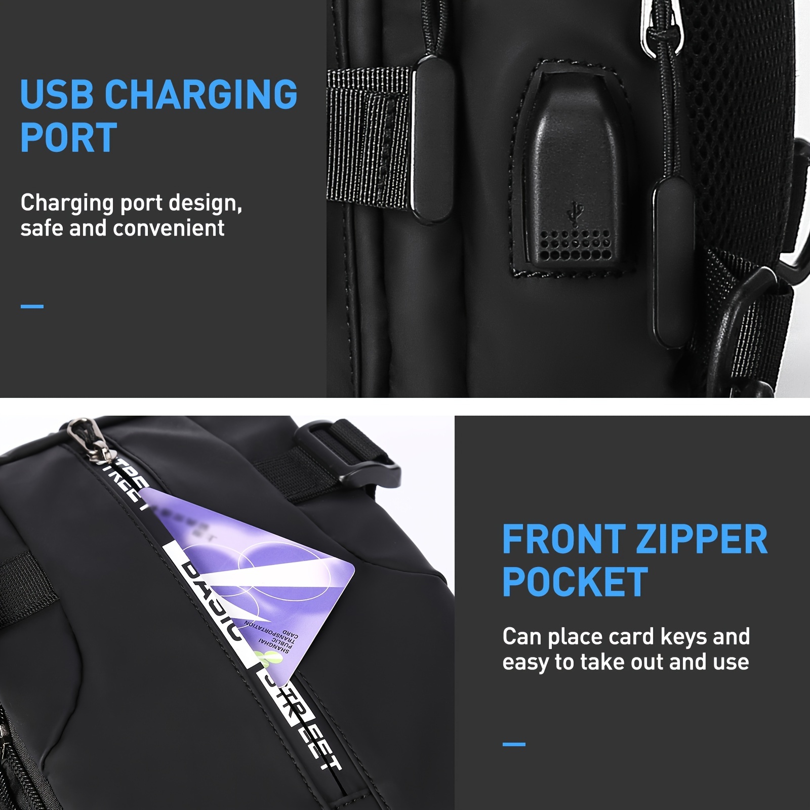 USB Charging Sport Sling Anti-theft Shoulder Bag, Anti Theft Sling Bag for  Men and Women