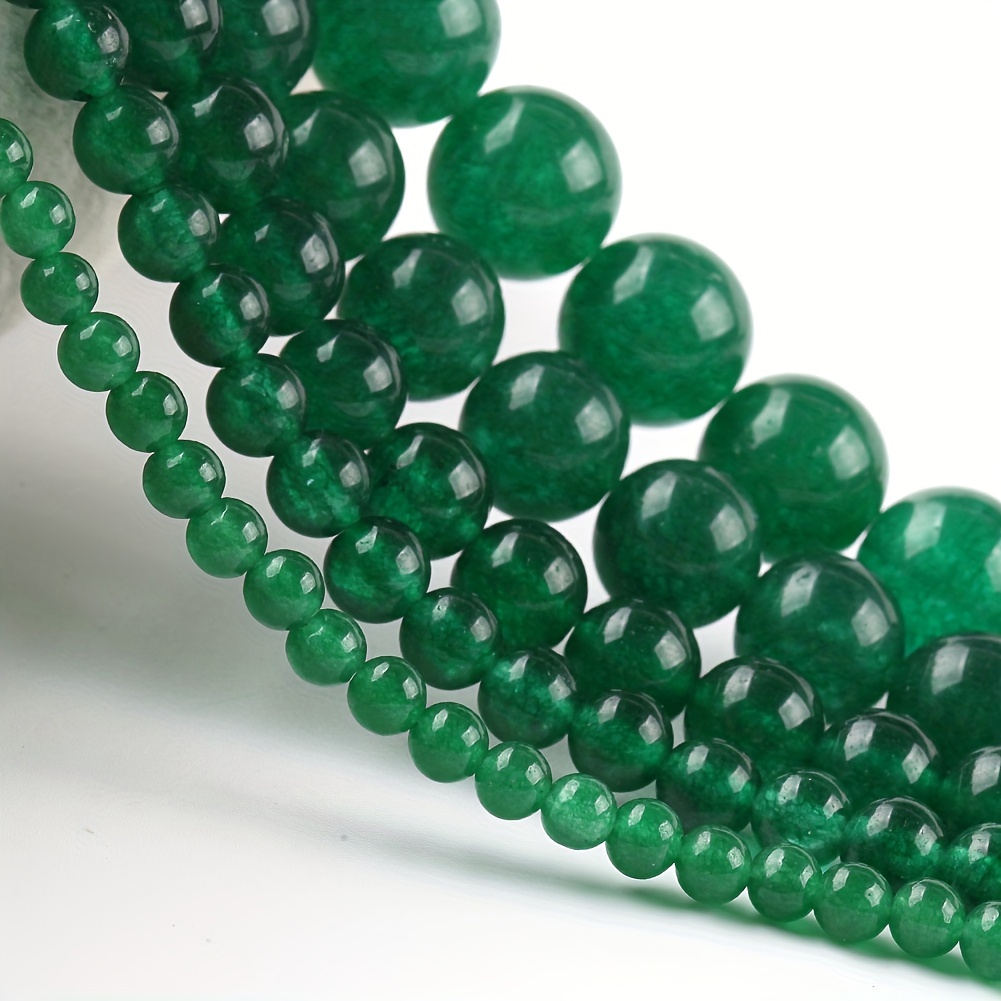 Natural Dark Green Jades Stone Beads Round Loose Beads For - Temu