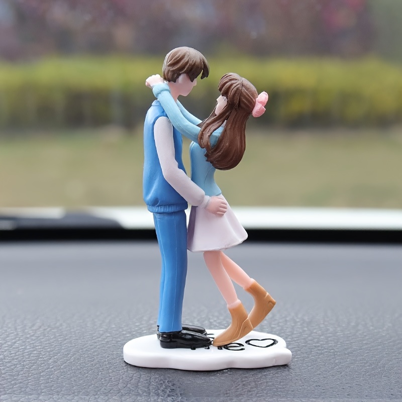 

2pcs/set Cute Couple Car Decoration Desktop Decoration Suitable For Gift Wedding Car Decoration Send Glue Double-sided Tape