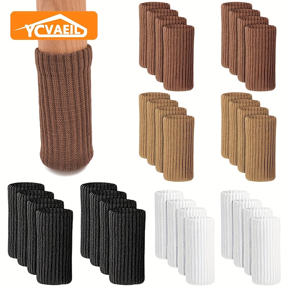 Calcetines de lana de punto para patas de silla, juego de fundas  antideslizantes para muebles, 4