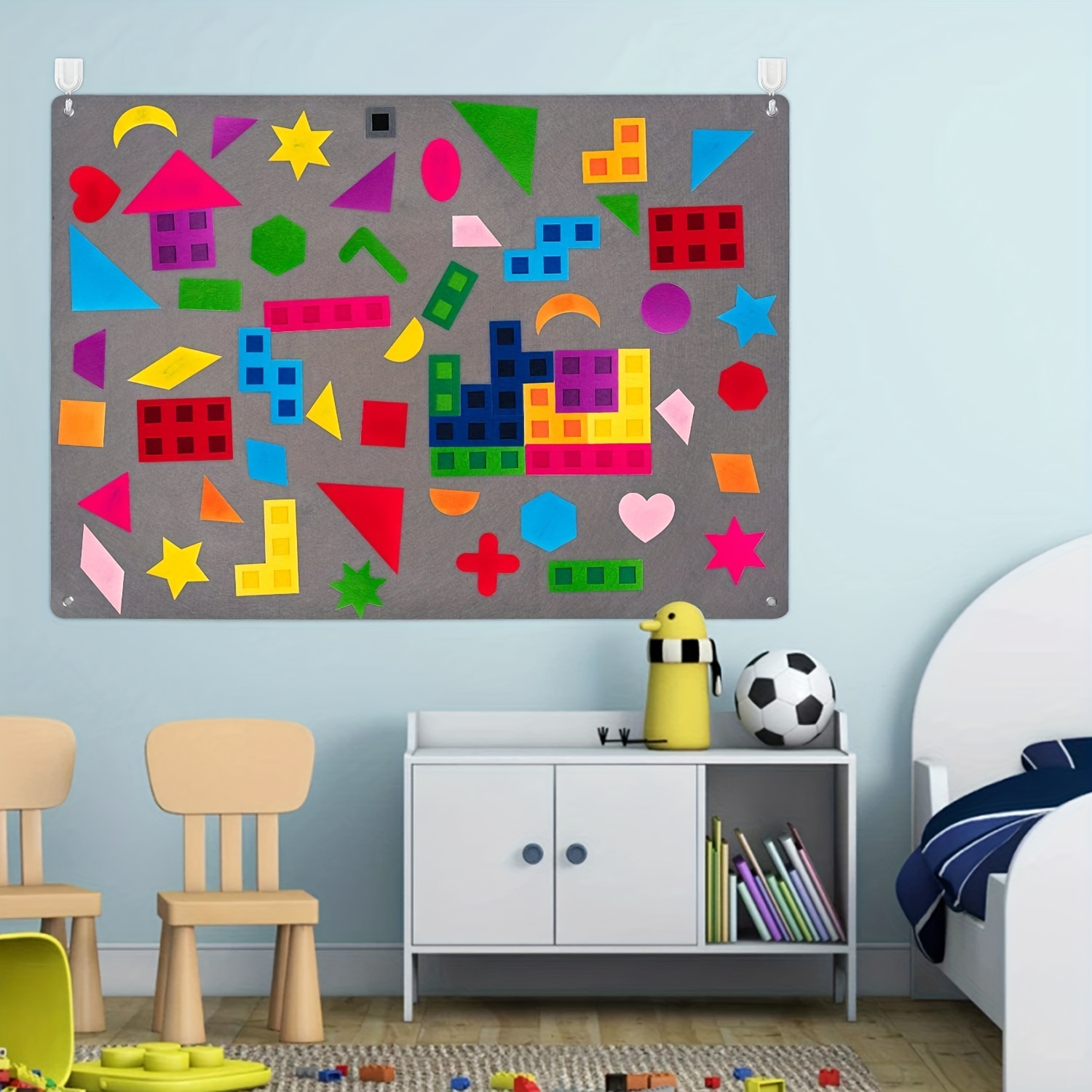 64 pezzi Set di storie in feltro per insegnamento a forma prescolare 106 68 cm Colorato Montessori Assistente insegnante Tangram Storytelling Set di giochi interattivi per bambini Regalo da appendere a parete Natale Halloween Regali del Ringraziamento Natale Halloween Regalo del Ringraziamento dettagli 3