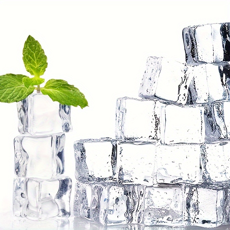  Paquete de 100 cubitos de hielo reutilizables para bebidas,  cubos de hielo de plástico transparente de forma redonda sin diluir sin  BPA, cubos de hielo recongelables para café, vino, whisky, cócteles (