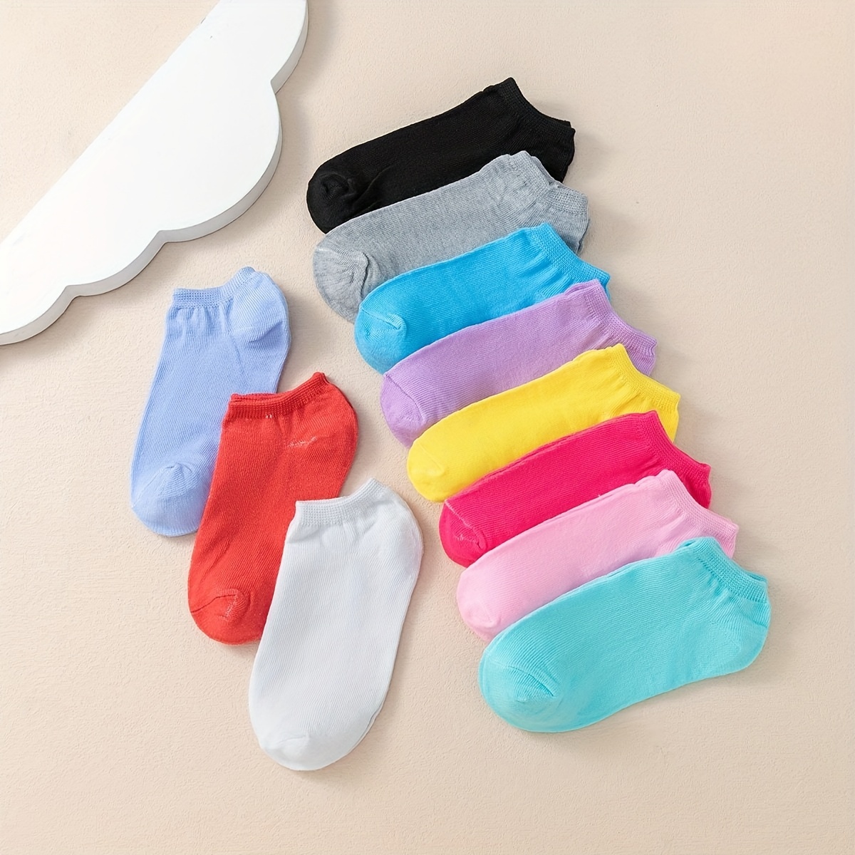 10 Pares Calcetines Informales Color Liso Niñas Calcetines - Temu