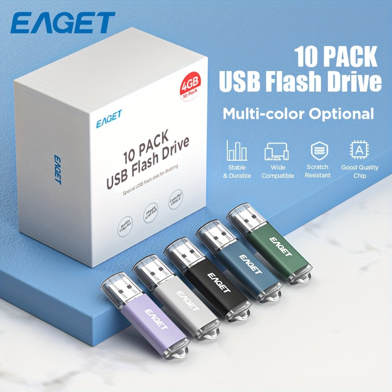 

Eaget 10 Packs Usb 2.0 Flash Drive 4gb Multi-color Memory Stick Thumb Drive Pen Drives Usb Drive Gift Pen Drive Data Storage (purple, Gray, Black, Blue, Green, 5 Colors)