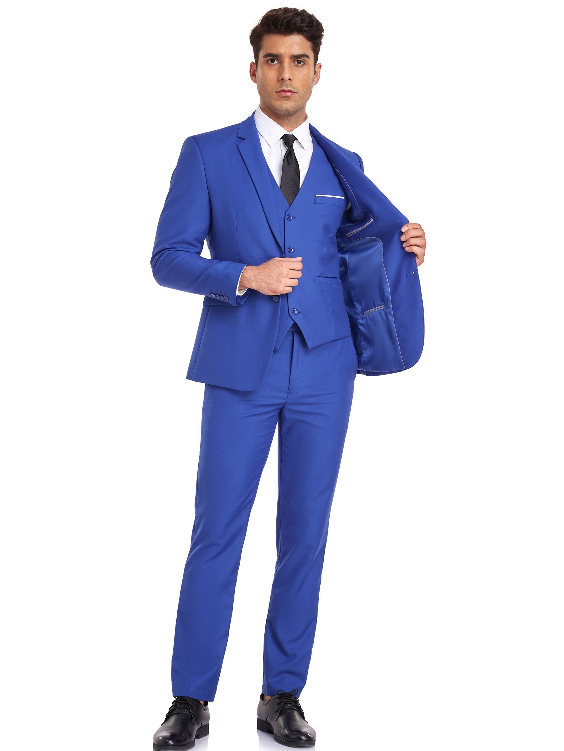 Royal Blue Mens Suits Tunic Top Handsome Mens Uniform Formal Business  Blazer Hombre Slim Fit Wedding Groom Tuxedo Costu