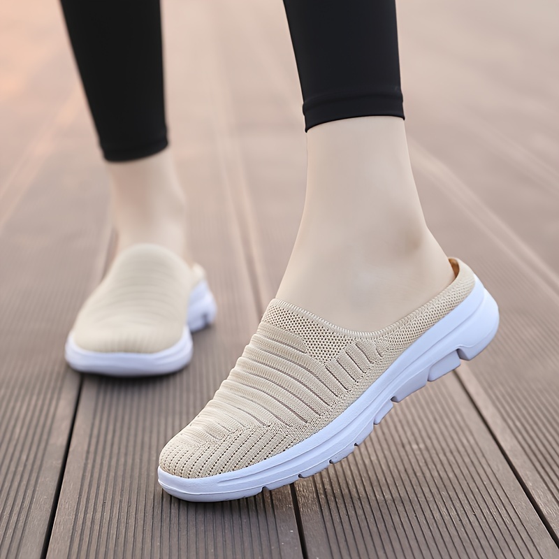 Women's Plus Size Slip-On Sneakers 35-43 Lightweight Breathable Fabric  Sole Round Toe Spring Casual Shoes in Purple White E