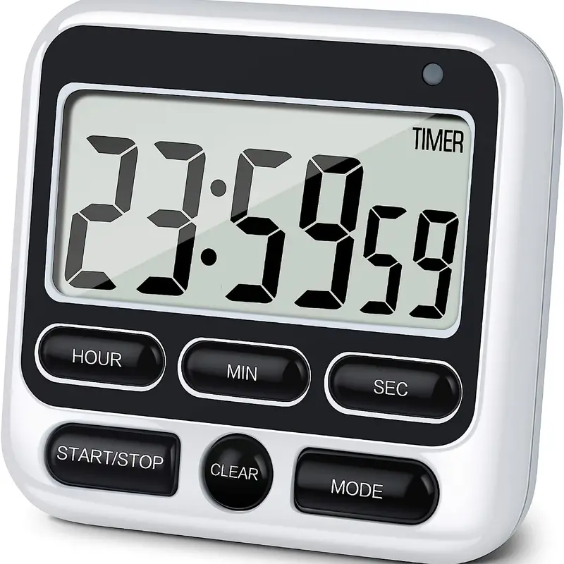 KTKUDY Digital Kitchen Timer with Mute/Loud Alarm Switch On/Off Switch, 24 Hour Clock & Alarm, Memory Function Count Up & Count Down for Kids Teachers