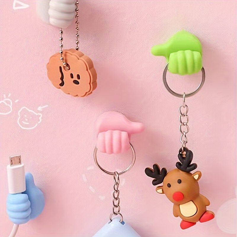 4pcs Thumb Shape Hooks Cute Data Cable Storage Self - Temu Australia