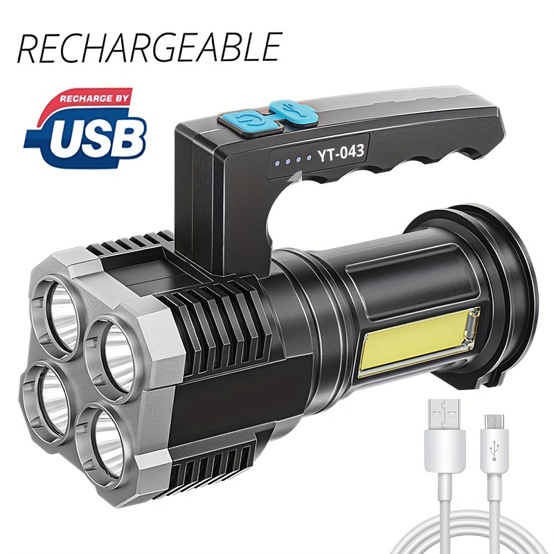 Linterna de luz LED, recargable, con cable USB tipo UC4 y accesorios para  cacería, resistente al agua - Productos