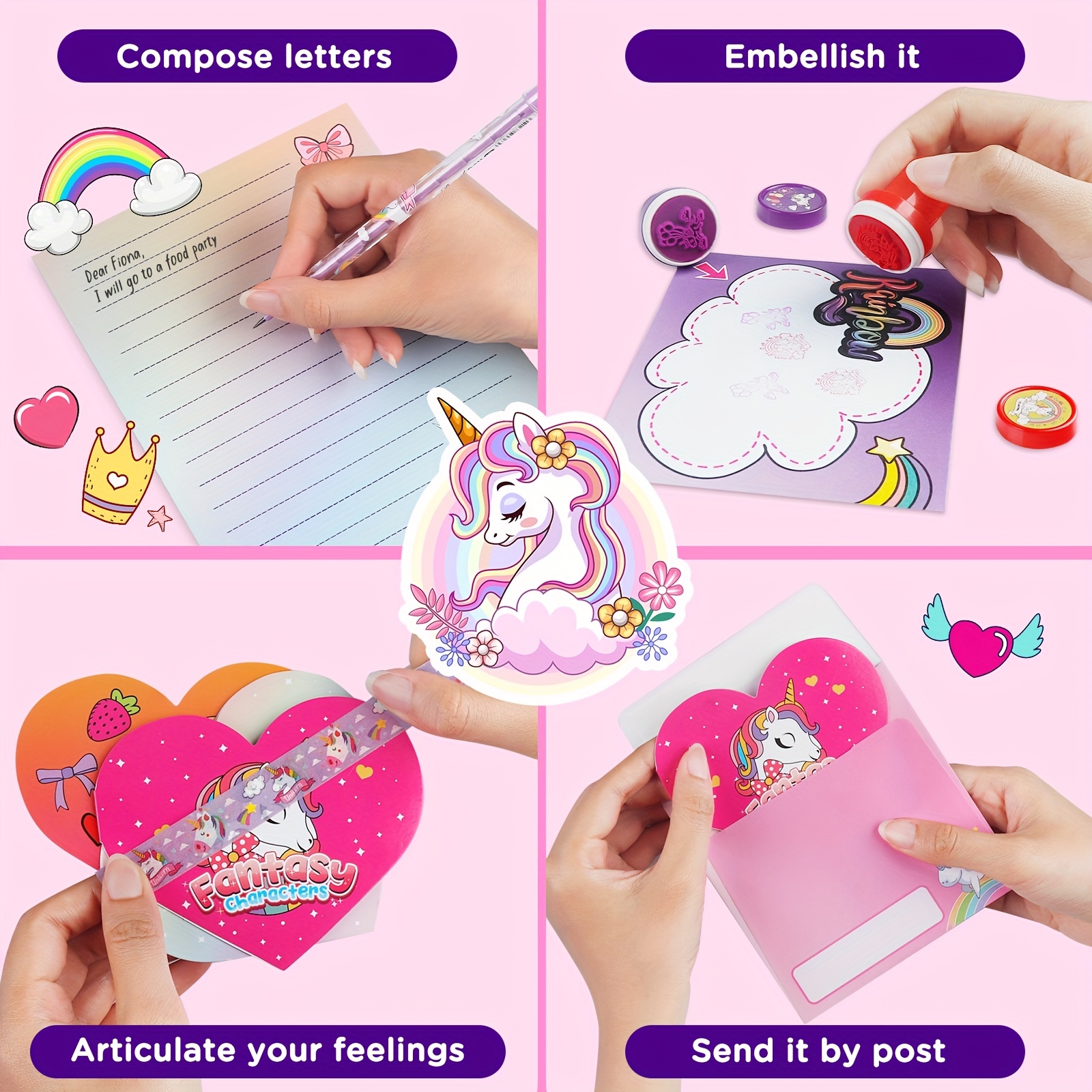 Unicorn Stationery Set Unicorn Gifts Stationary Letter - Temu