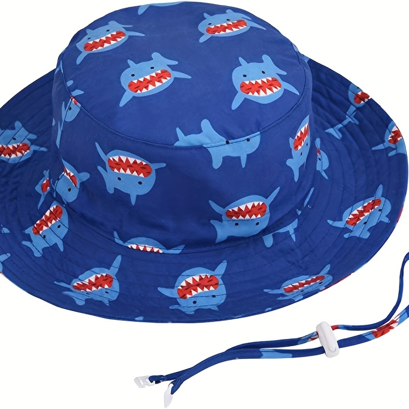 Sombreros de pescador con estampado de ballena y tiburón azul de