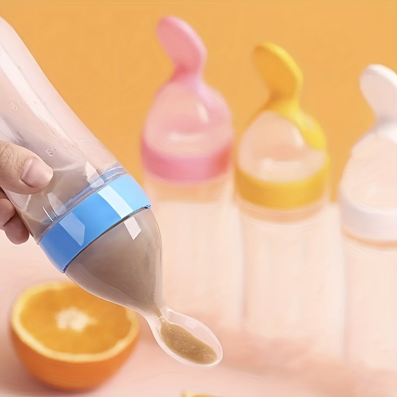 Mangiatoia per biberon in silicone da 90 ml Cucchiaio per alimenti per  bambini con base in piedi per neonati 0-24 mesi Erogazione e