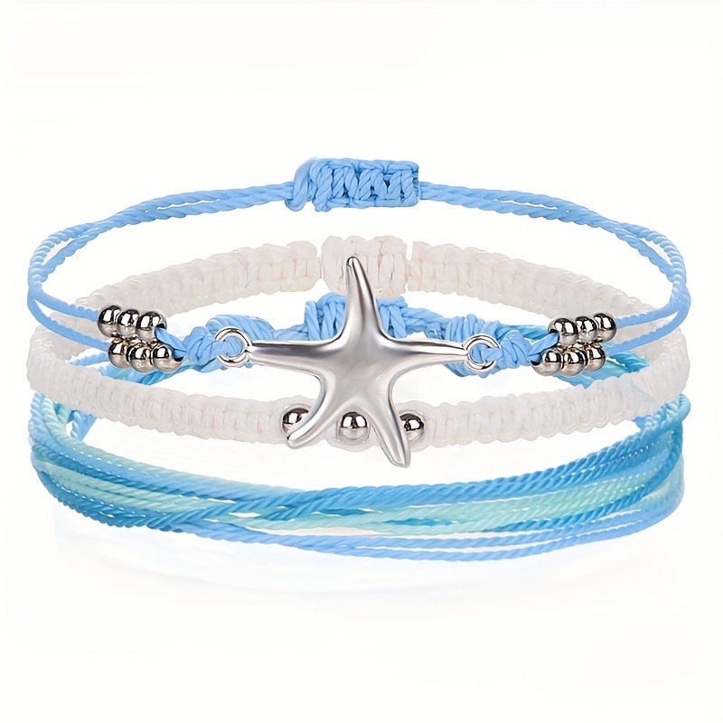 Beach Waterproof Wax Thread Braided Friendship Bracelet Set