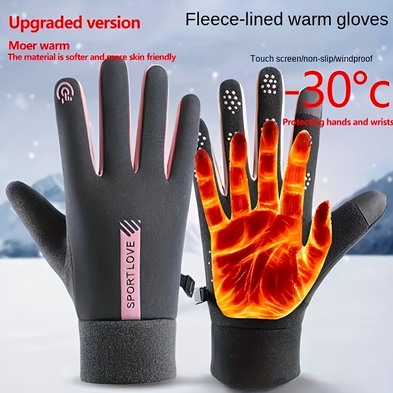 

Women's Winter Warm Gloves, Full Finger Windproof Touch Screen Sports Gloves, Fleece-lined Outdoor Cycling Gloves