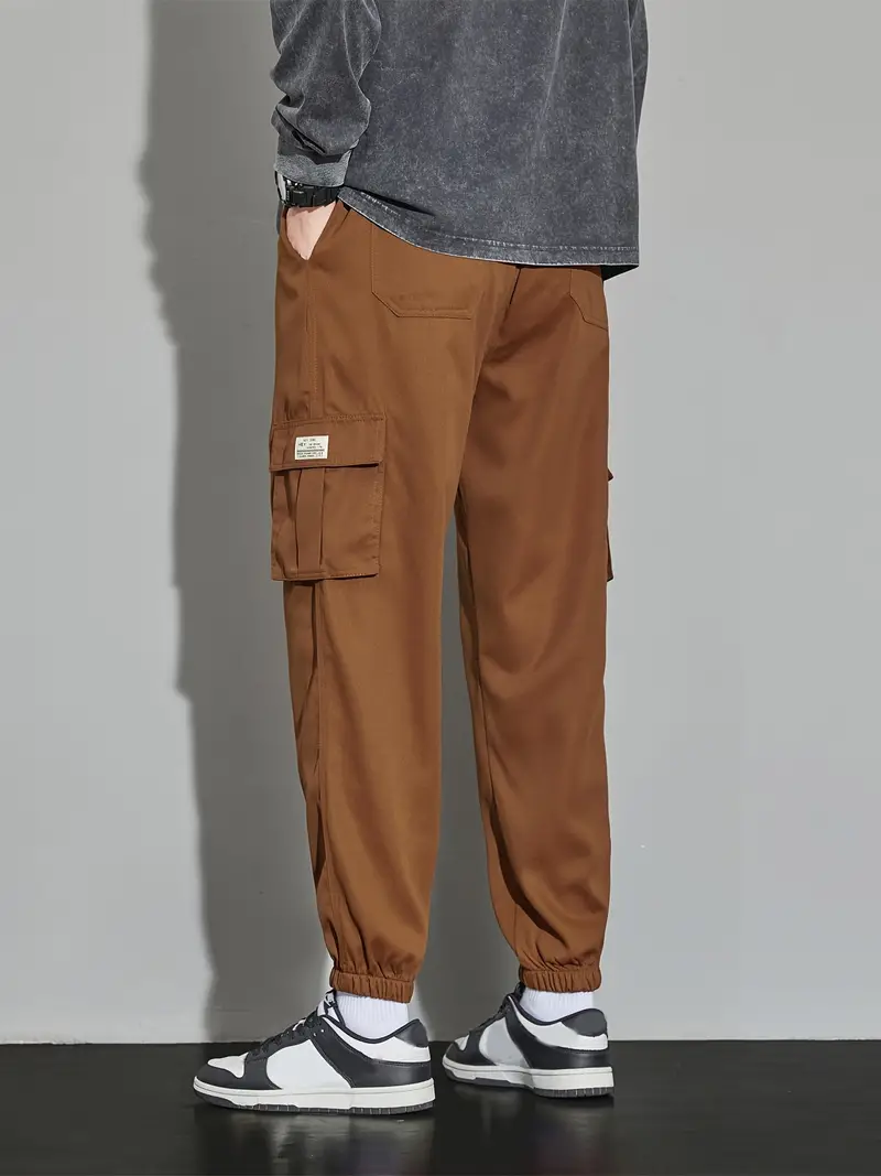 Trendy Solid Cargo Pants Men's Multi Flap Pocket - Temu