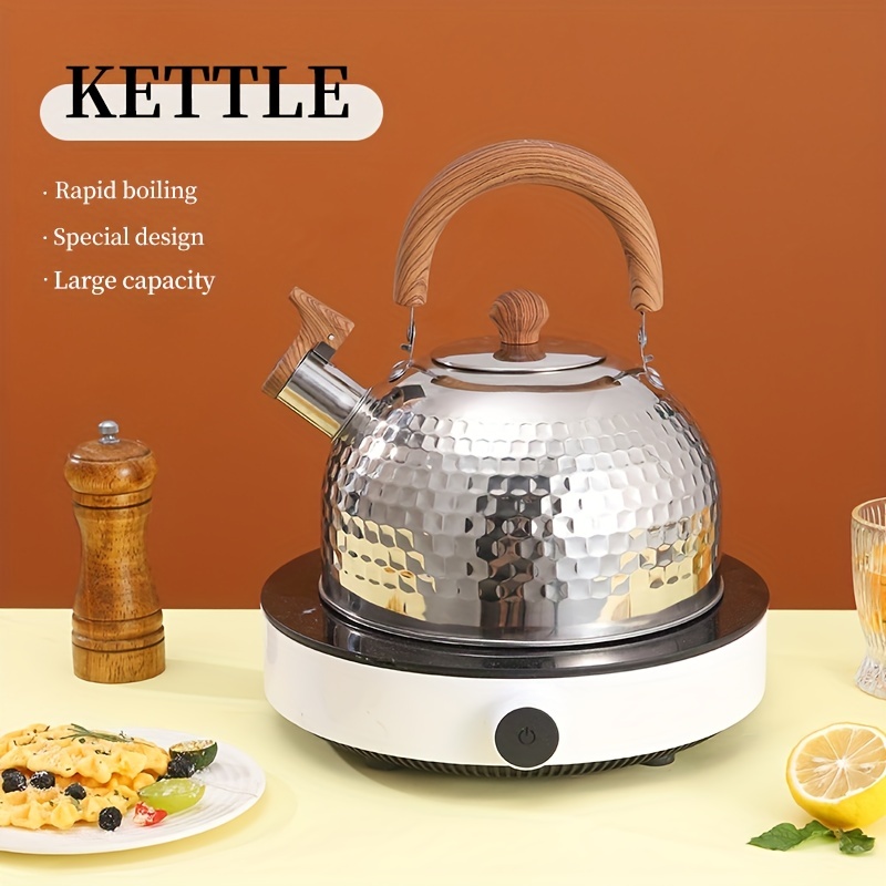 New 2l Stainless Steel Whistling Tea Kettle Food Grade Teapot For Make Tea  Boil Water Compatible Gas Stoves Induction Cookers - Water Kettles -  AliExpress