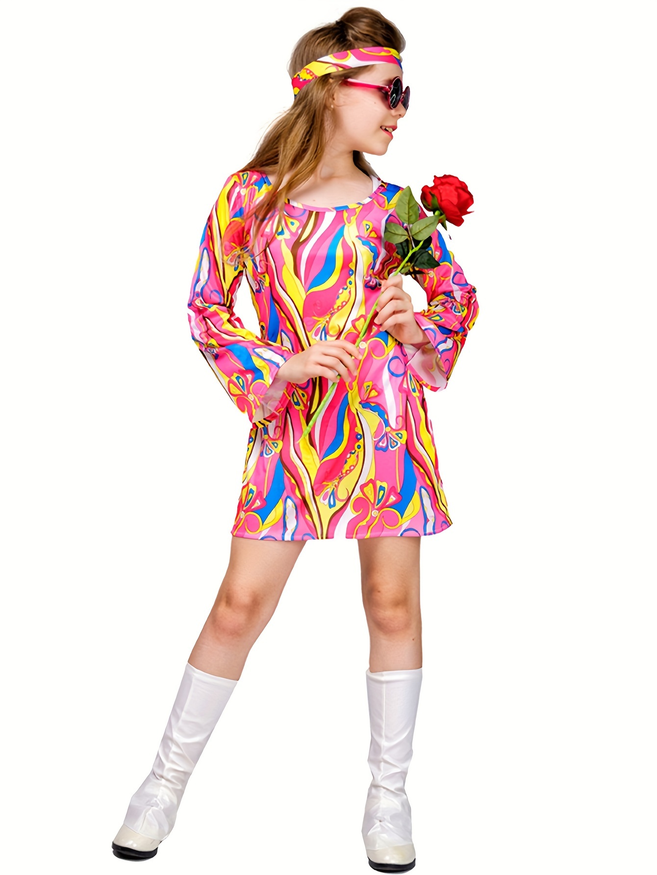 Conjunto Accesorios Mujeres Hippie Costume 60s 70s Vintage - Temu