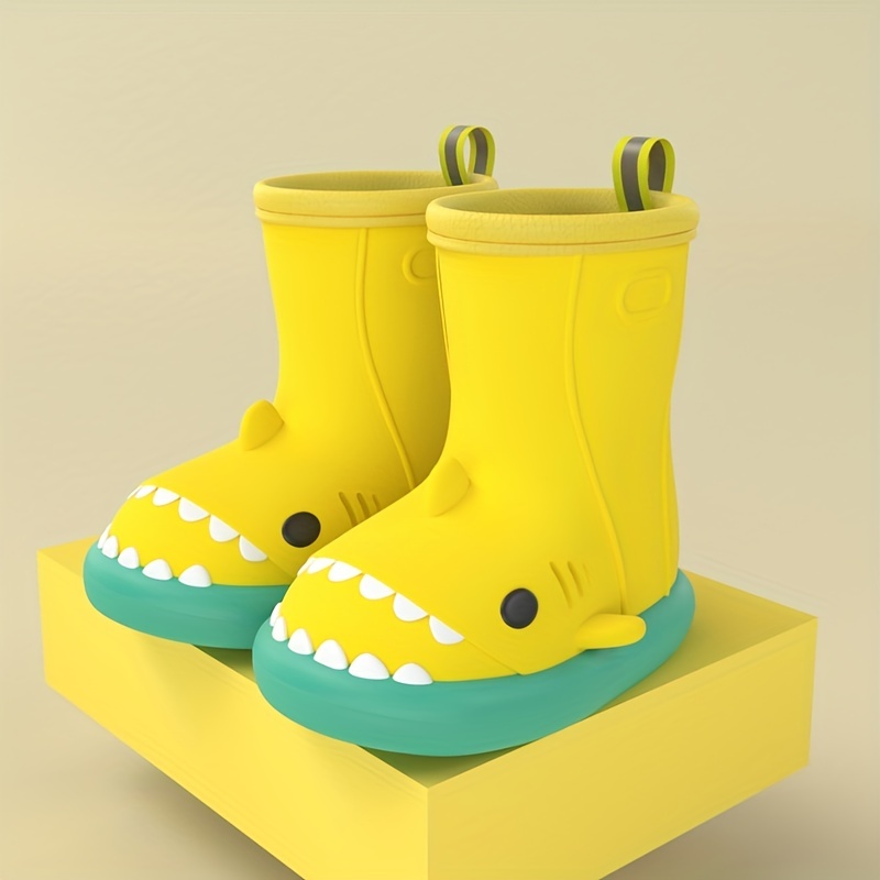 Cute Cartoon Shark Slip On Rain Boots For Girls Lightweight - Temu