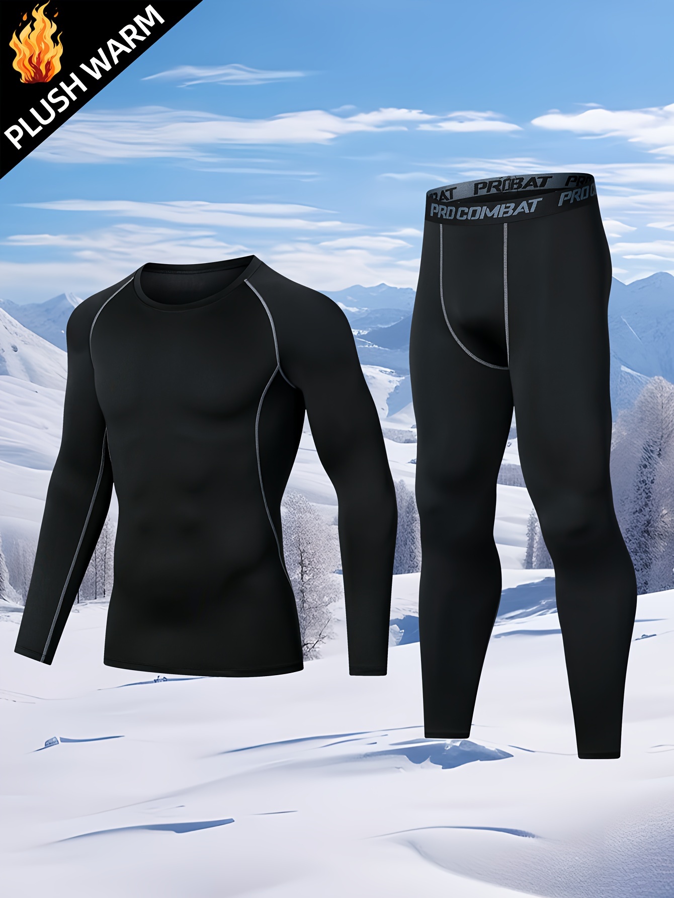 2pcs Thermal Underwear Set For Women Long Sleeves Fleece Lined Tops Bottoms  Base Layer Leggings For Cold Weather Womens Activewear - Sports & Outdoors  - Temu Canada