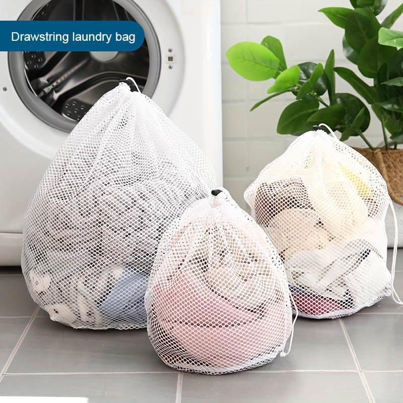 

1pc Drawstring Washing Bag, Mesh Machine Wash Special Protective Bag, Thickened Mesh Washing Bundle Pocket, Laundry Bag, Laundry Room Accessories