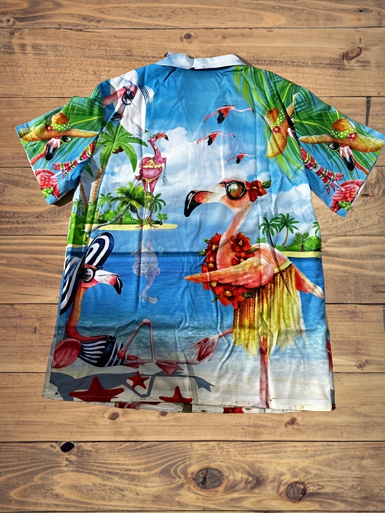 Funny Flamingo Tropical Red Hawaiian Plus Size Shirt For Women