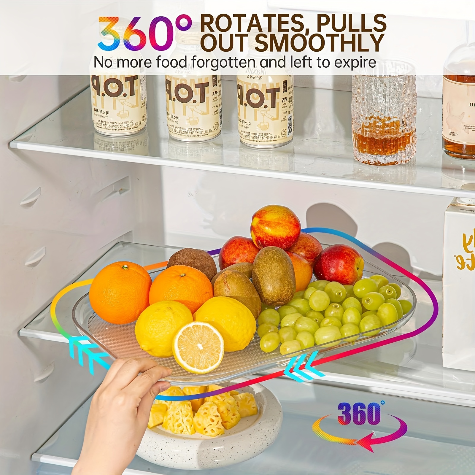 360° Spice Rack Rotatable Storage Tray Refrigerator Rotating - Temu