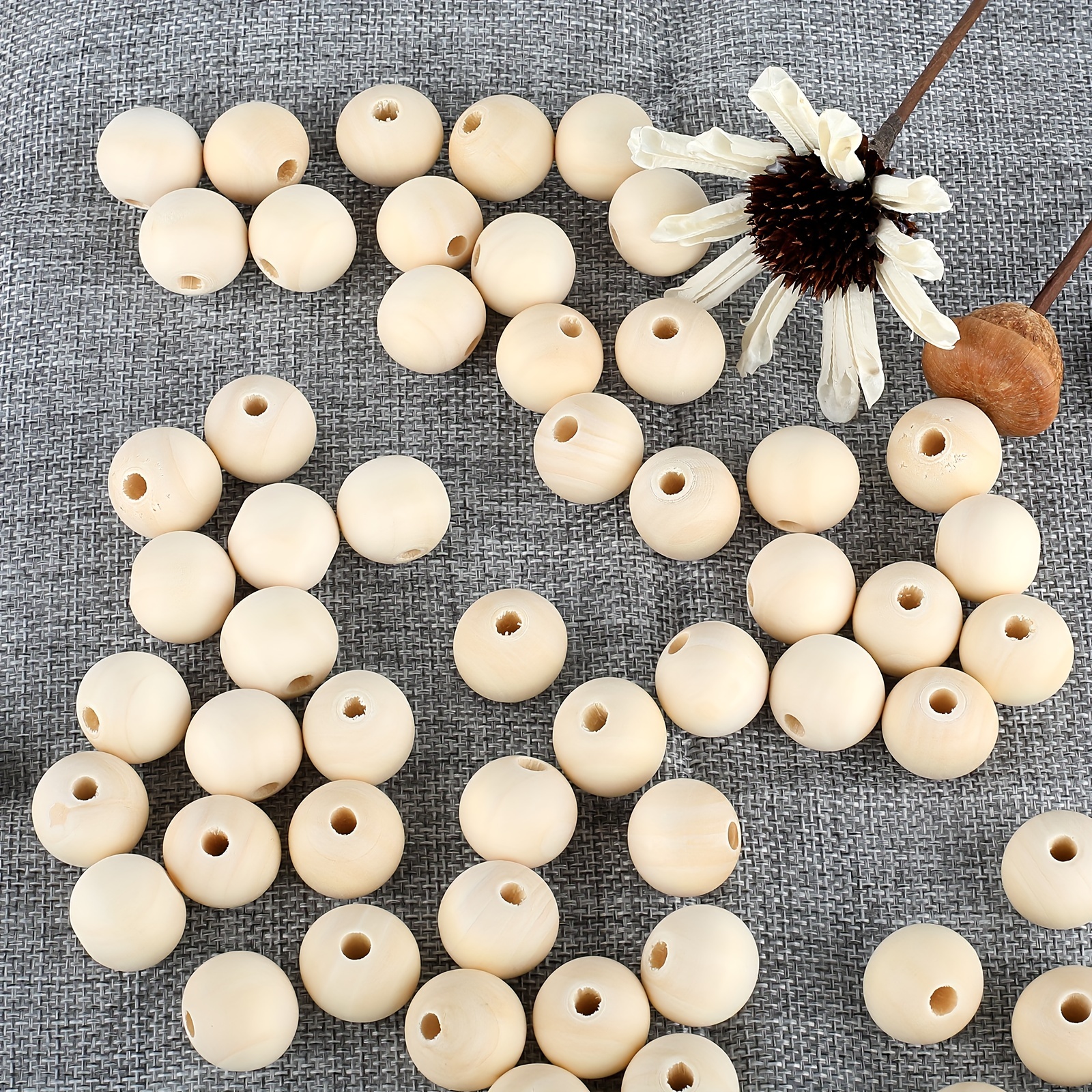 Wooden Beads Natural Unprocessed Round Wooden Beads Loose - Temu